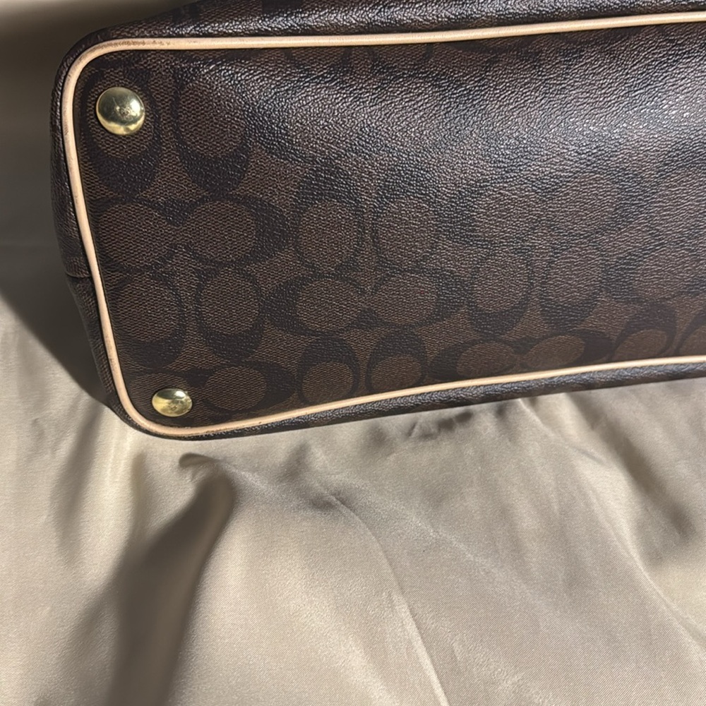 Coach Signature Handbag F26184 Brown Canvas Dome Satchel - Picture 5 of 11